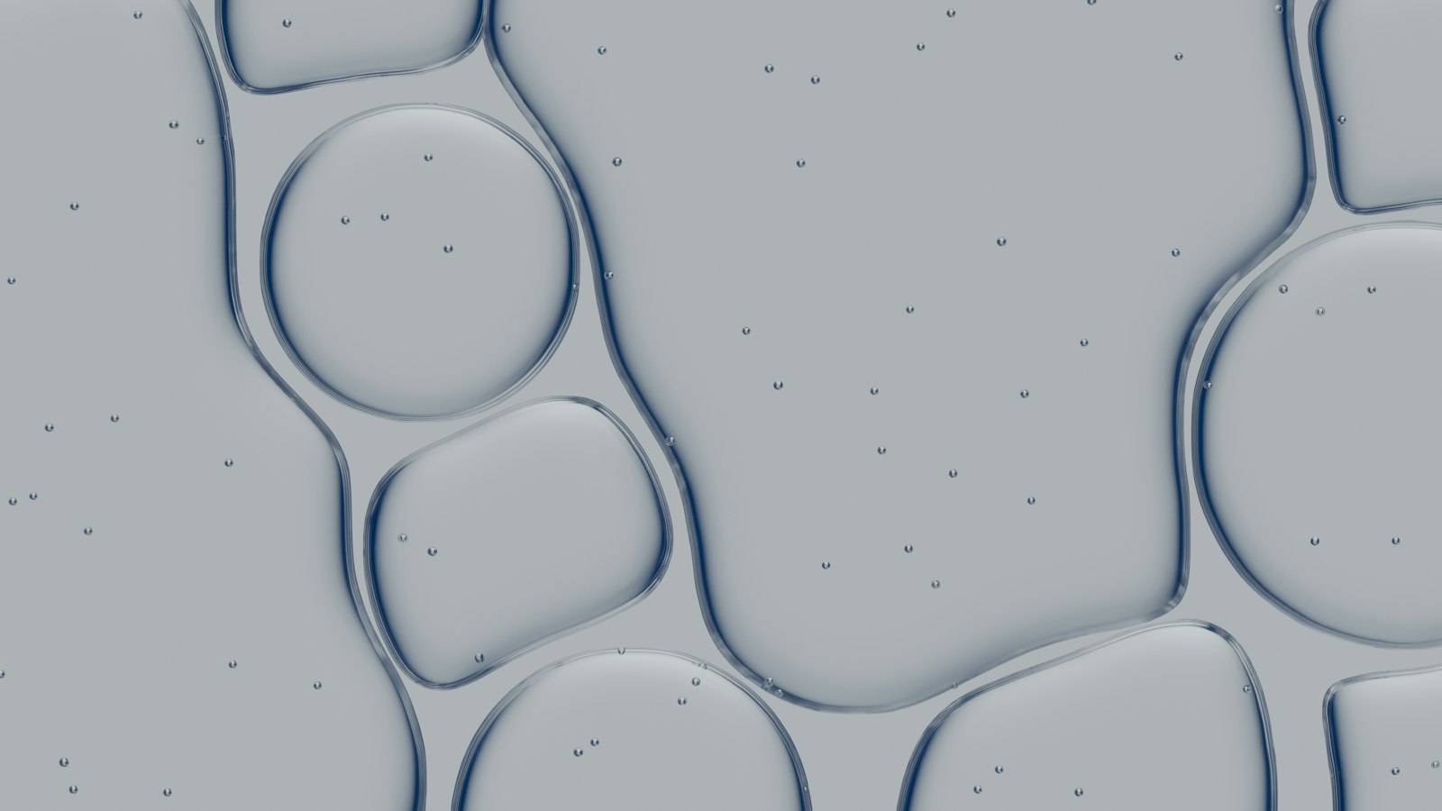 Macro view of a clear, colourless gel with fine bubbles