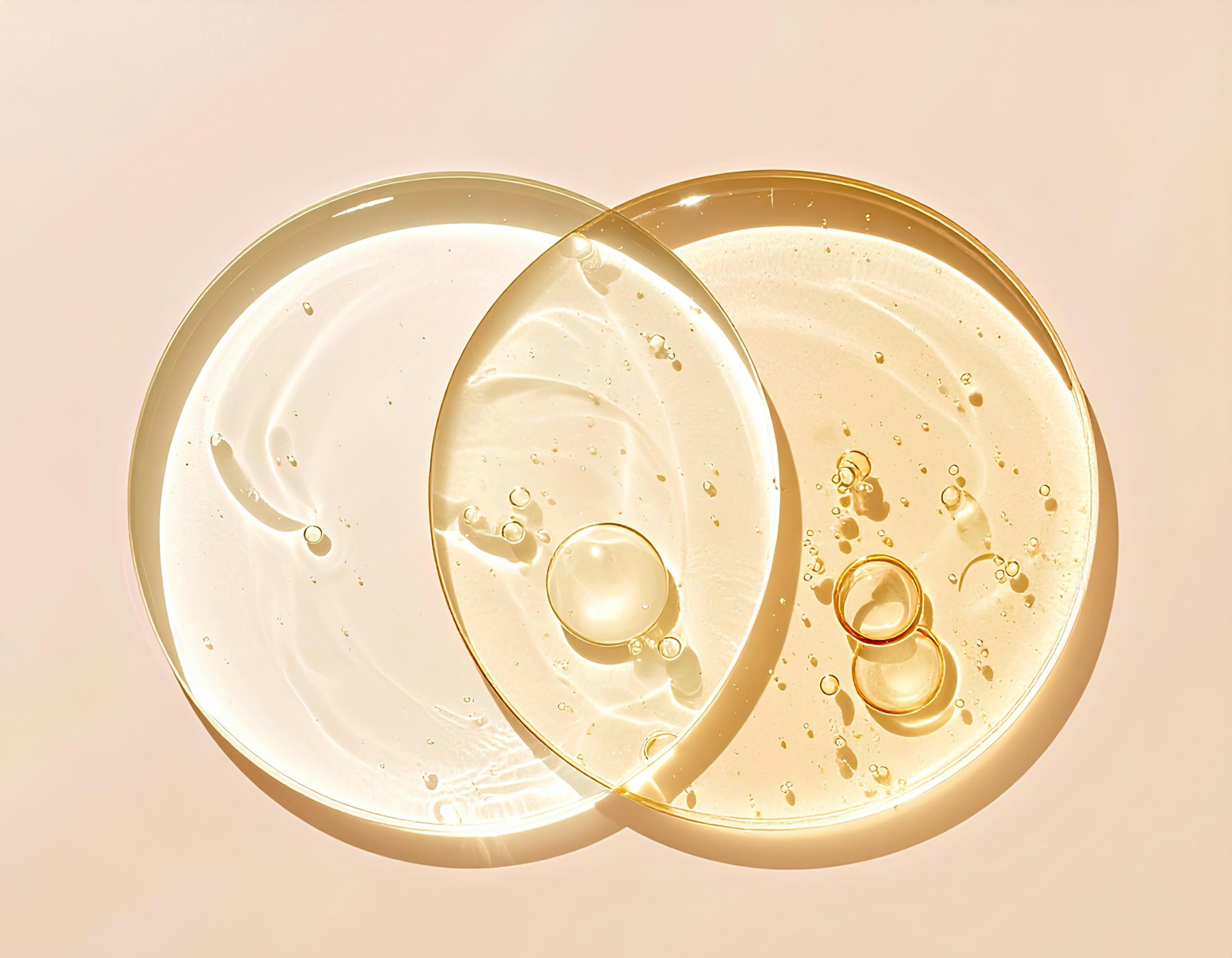 Two clear serum textures overlapping on a neutral background